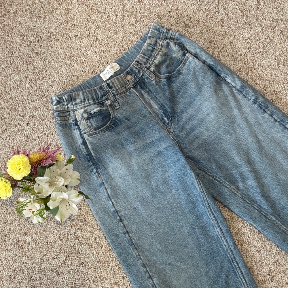 rag & bone Miramar Elasticized Printed Wide-Leg Jeans
